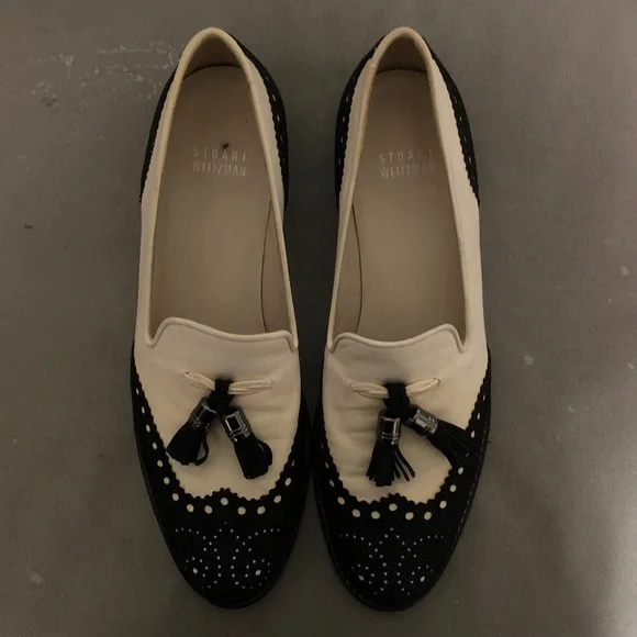 Stuart Weitzman Black and White Oxford Loafers - Picture 2 of 5